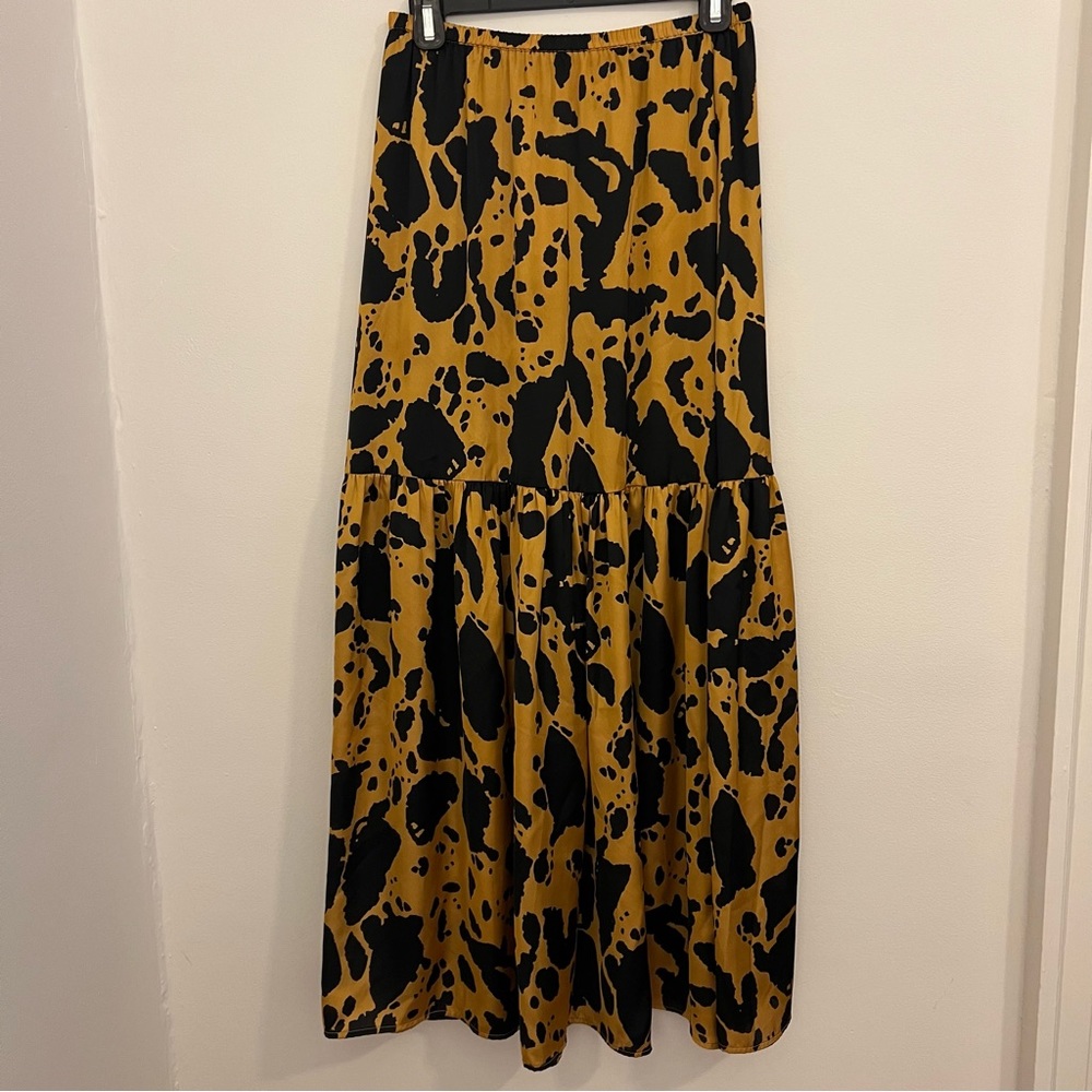 Anthropologie silk leopard maxi skirt